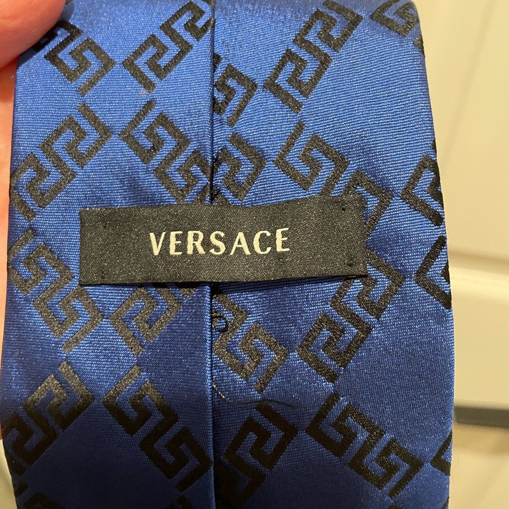 Versace Blue and Black Men's Tie